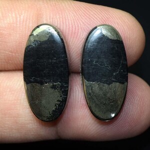 Cabochons ovales en or Apache naturel 35,00 cts | Paire de boucles d'oreilles assorties | Cabochons de créateur pour la fabrication de bijoux