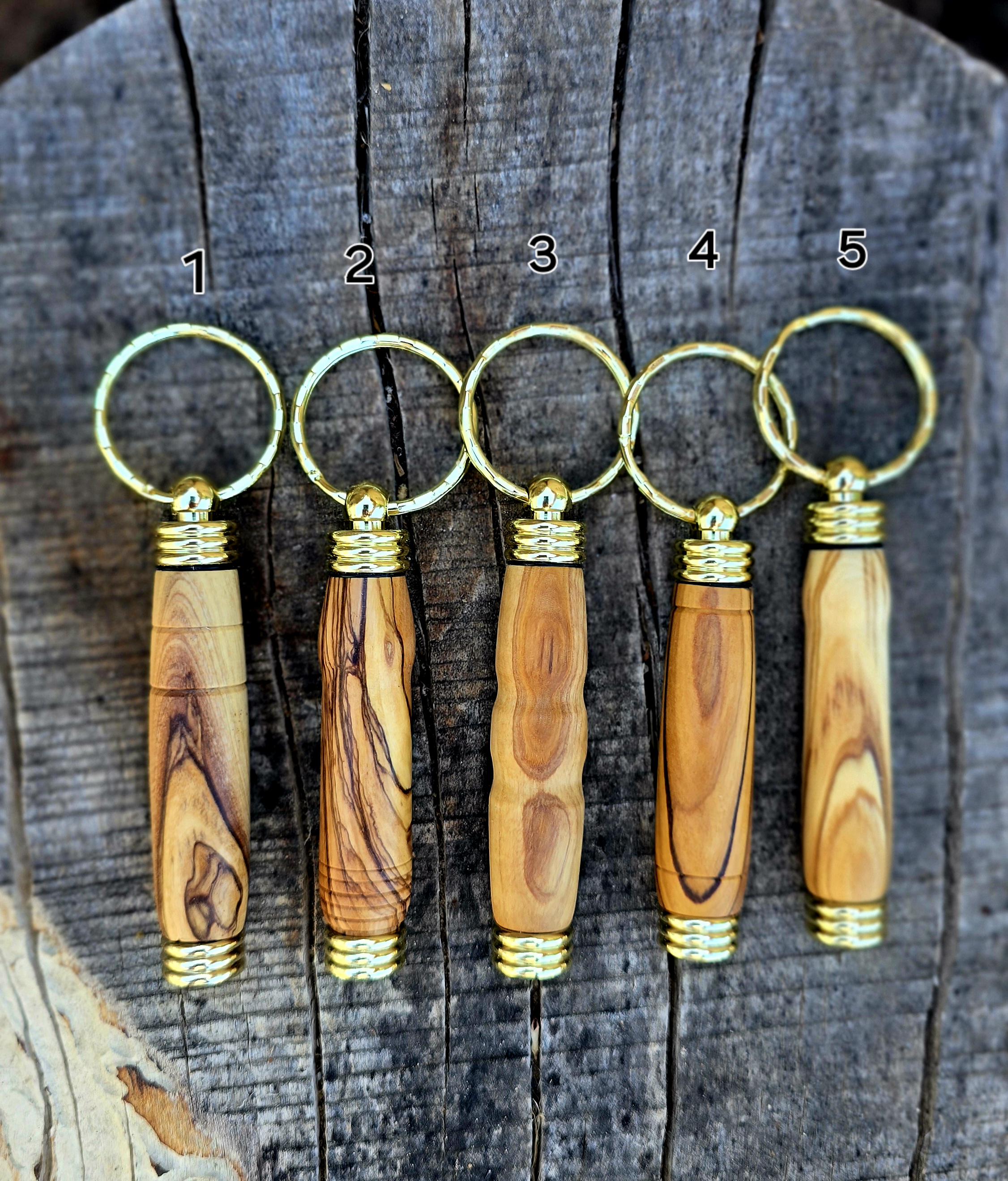 Olive Wood Keyring -  Oil Vial Key Chain  - Secret Compartment -  Keychain - Handmade - Priesthood Oil -LDS Missinary - Perfume Vial - Elder