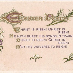 Carte postale ancienne de Pâques, thème religieux, Easter Peace psaume