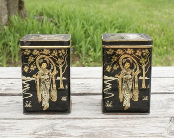 Vintage Lipton's tea tin, 1930's, chinese motifs with geisha