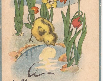 Vintage "A Happy Easter" Postcard, Design Copyrighted, John Wihsch 1911