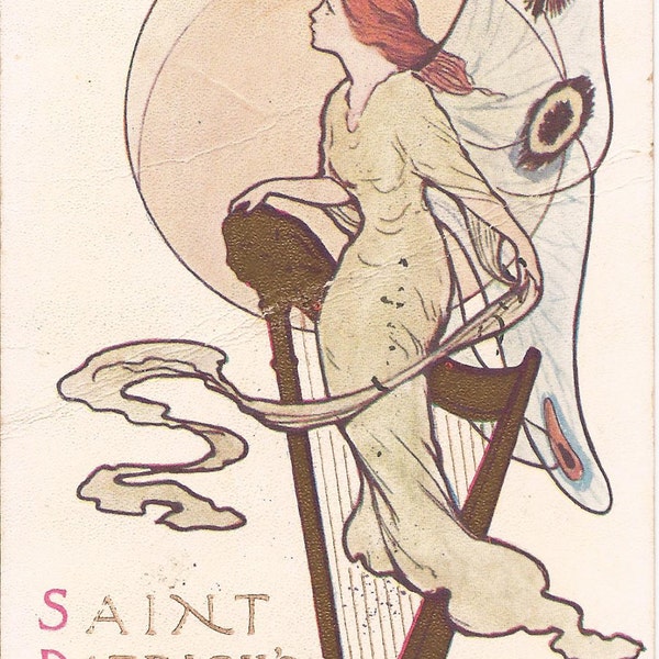 Vintage Saint-Patrick's Day Greetings postcard, 1910-1920, Celtic tradition