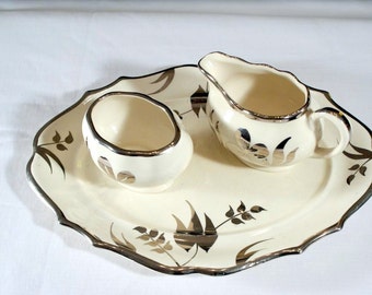 Lancaster and Sandland, Hanley Staffordshire  Englishware, Sugar bowl and creamer set with plate - D2