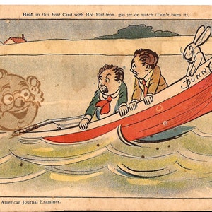 Carte postale humoristique 1906 de l'American Journal Examiner avec image invisible à découvrir
