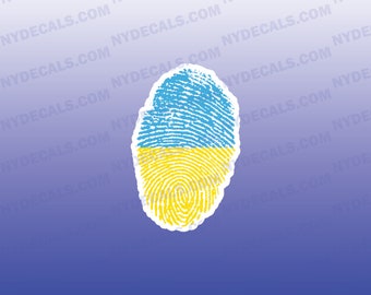 Ukraine Heritage, Ukrainian Heritage Decal, Stand with Ukraine Decal, Ukraine Fingerprint, Ukraine Flag, Stand with Ukraine Vinyl Decal
