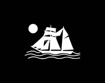 Sailboat Decal, Sailing Decals, Laptop Decal Sticker,Sailor, Sailboating, Sailboat and Sun Decal