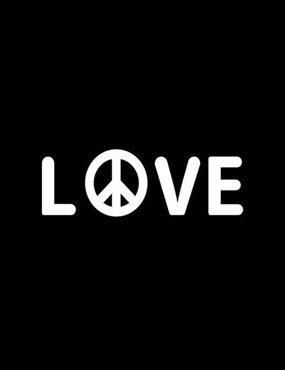 5/" LOVE AND PEACE HEART vinyl decal car window laptop sticker symbol sign