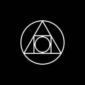 May include: A white geometric design with a circle, triangle, and square overlapping each other.