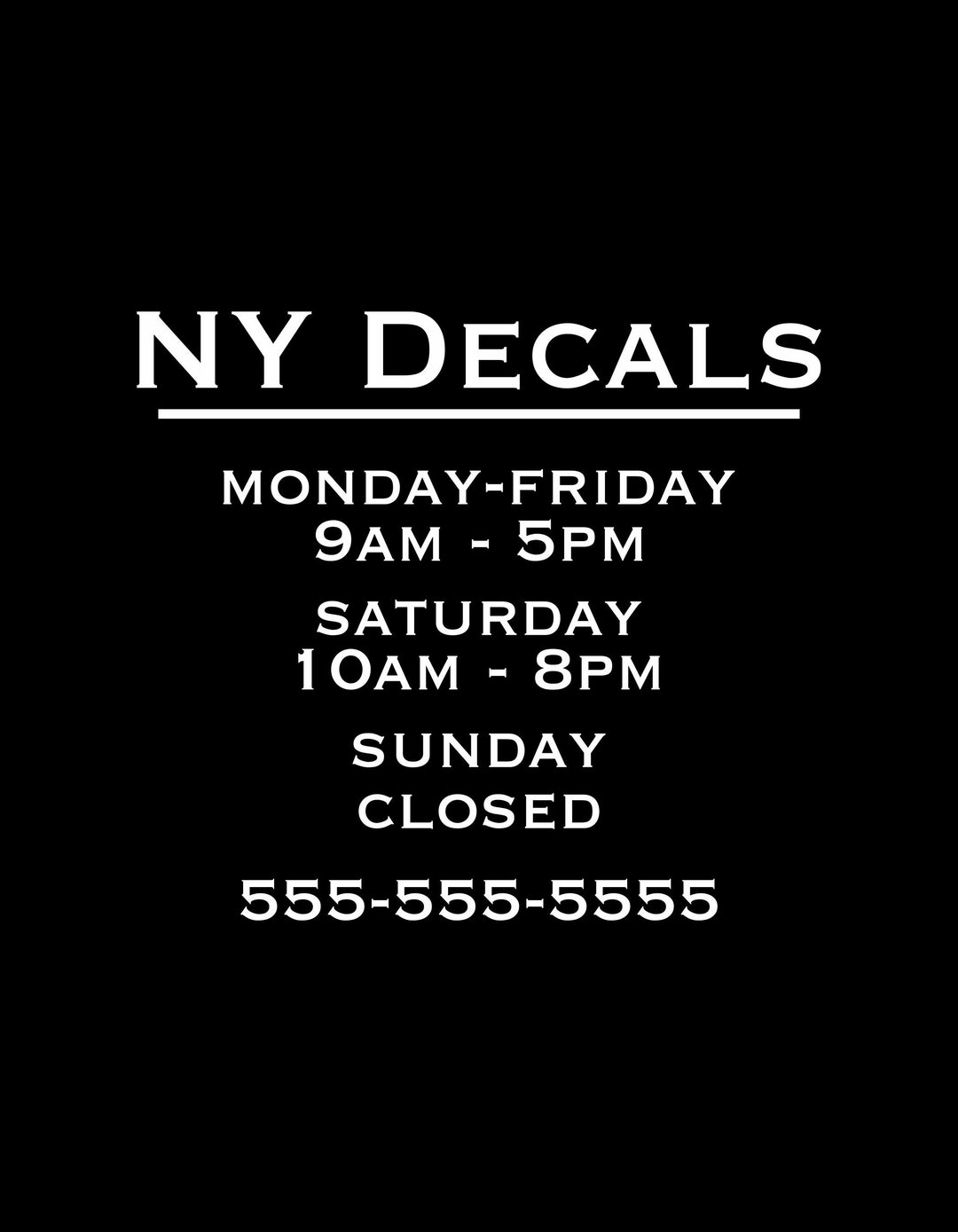 Business Hours Decal Store Hours Door Decal Etsy