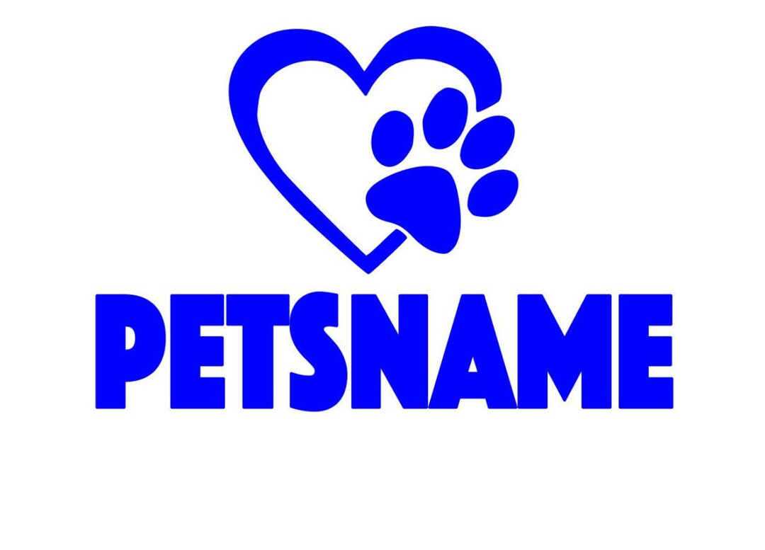 Custom Pet Decal, Heart With Paw and Pets Name, Personalized Pet Decal