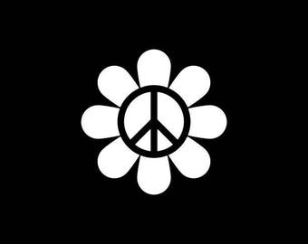 Peace Sign Decal - Peace Flower Decal,Peace Symbol Decal,Peace,Hippie Sticker  Peace Sign Phone Decal  Peace Car Sticker Laptop Yeti Tumbler