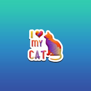 Cat Stickers, I Love My Cat Sticker, Love My Cat Decal, Cat Car Decals, Cat Stickers, Love Cats, Cat Lover,Tumbler Stickers, Car Decals