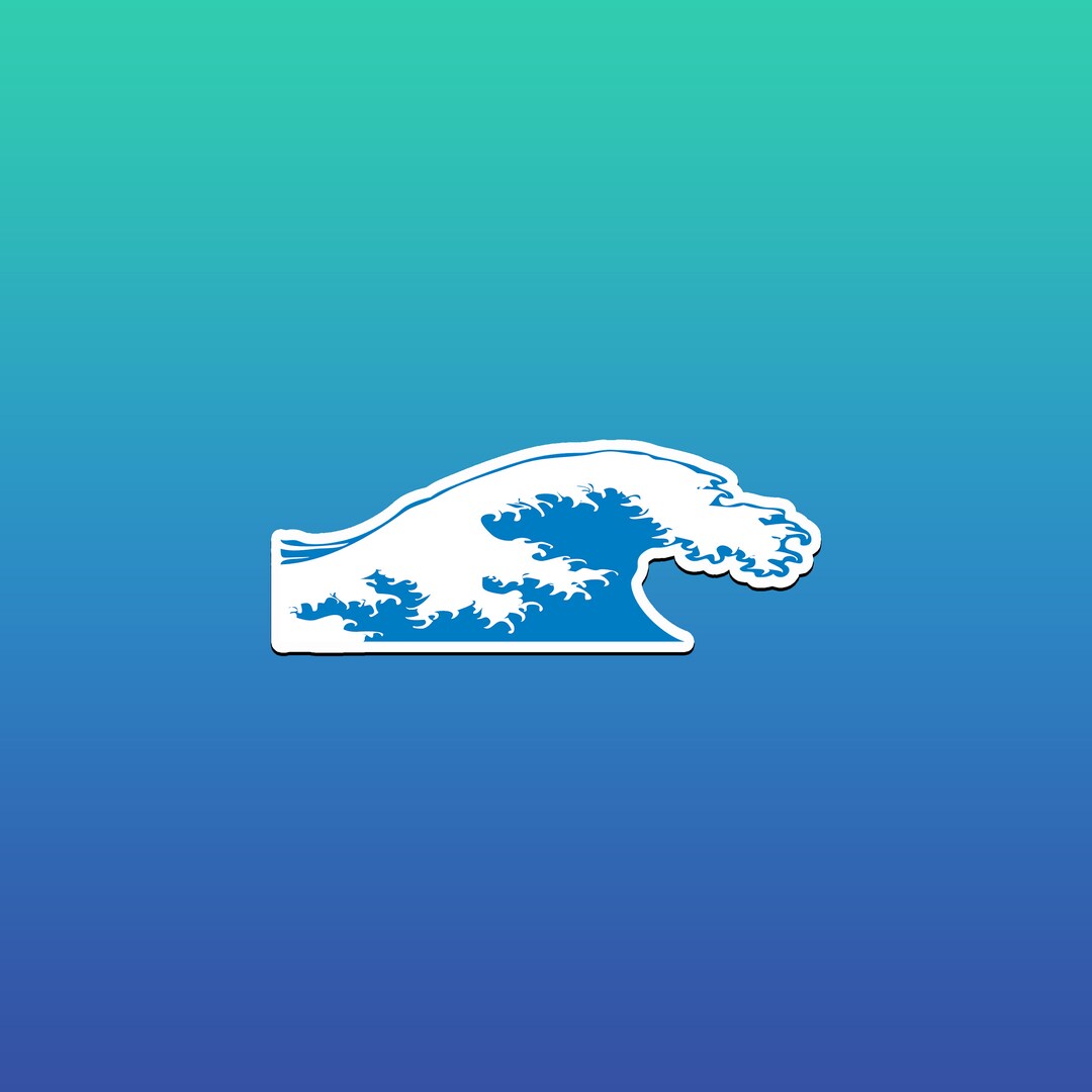 Wave Logo Sticker Wave Sticker, Wave Decal. Ocean Stickers, Save the Ocean, Laptop ...