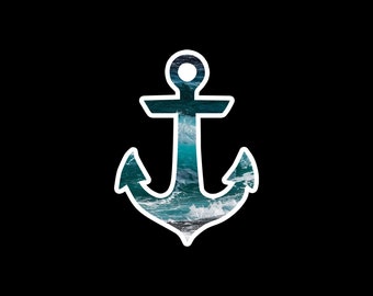 Anchor decal, Ocean Sticker, Anchor Ocean vinyl decals, Car Decal, Phone Decal,Window, Yeti Decal sticker, vinyl decals,Nautical