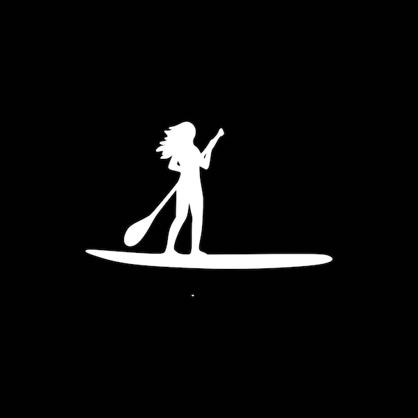 Paddle Board Decal Paddle Board Car Decal Paddle Boarding Girl Silhouette Sticker Laptop Car Window Bumper Wall Tablet Paddle Boarder