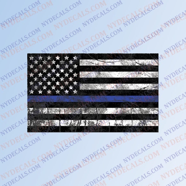 Thin Blue Line Flag Decal , American Flag Decal , Back the Blue Car Decal , Weathered Thin Blue Line Flag, Support Law Enforcement Vinyl