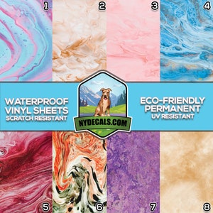 Marble Vinyl Sheets, Permanent Adhesive Vinyl, Marble Pattern Vinyl Sheets, Colorful Permanent Outdoor Adhesive Vinyl Sheets