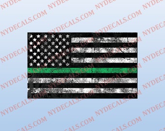 Thin Green Line Flag Decal ,Military Decal, Weathered American Military Flag Decal ,Veteran Stickers , Thin Green Line Sticker,Car Decal,Vet
