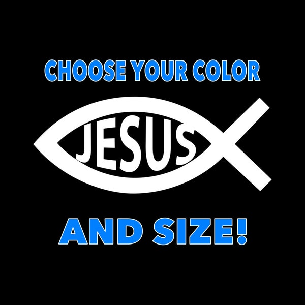 Jesus Fish Decal Jesus Sticker Christian Fish Symbol Car Sticker  Religious Fish Decal Jesus Car Decal Laptop Decal Yeti Decal Tablet Wall