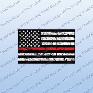 Thin Red Line Flag Decal , Firefighter Decal, Weathered Flag Decal , Firefighter Stickers , Thin Red Line Sticker, Firefighter Car Decals