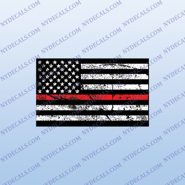 Thin Red Line Flag Decal , Firefighter Decal, Weathered Flag Decal , Firefighter Stickers , Thin Red Line Sticker, Firefighter Car Decals