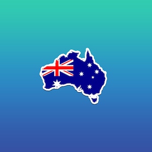 Australia Sticker, AU Outline, Australia Map Flag Vinyl Decals, AU Sticker, Travel Stickers