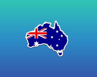 Australia Sticker, AU Outline, Australia Map Flag Vinyl Decals, AU Sticker, Travel Stickers