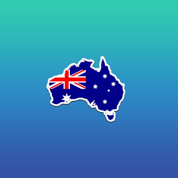 Australia Sticker, AU Outline, Australia Map Flag Vinyl Decals, AU Sticker, Travel Stickers