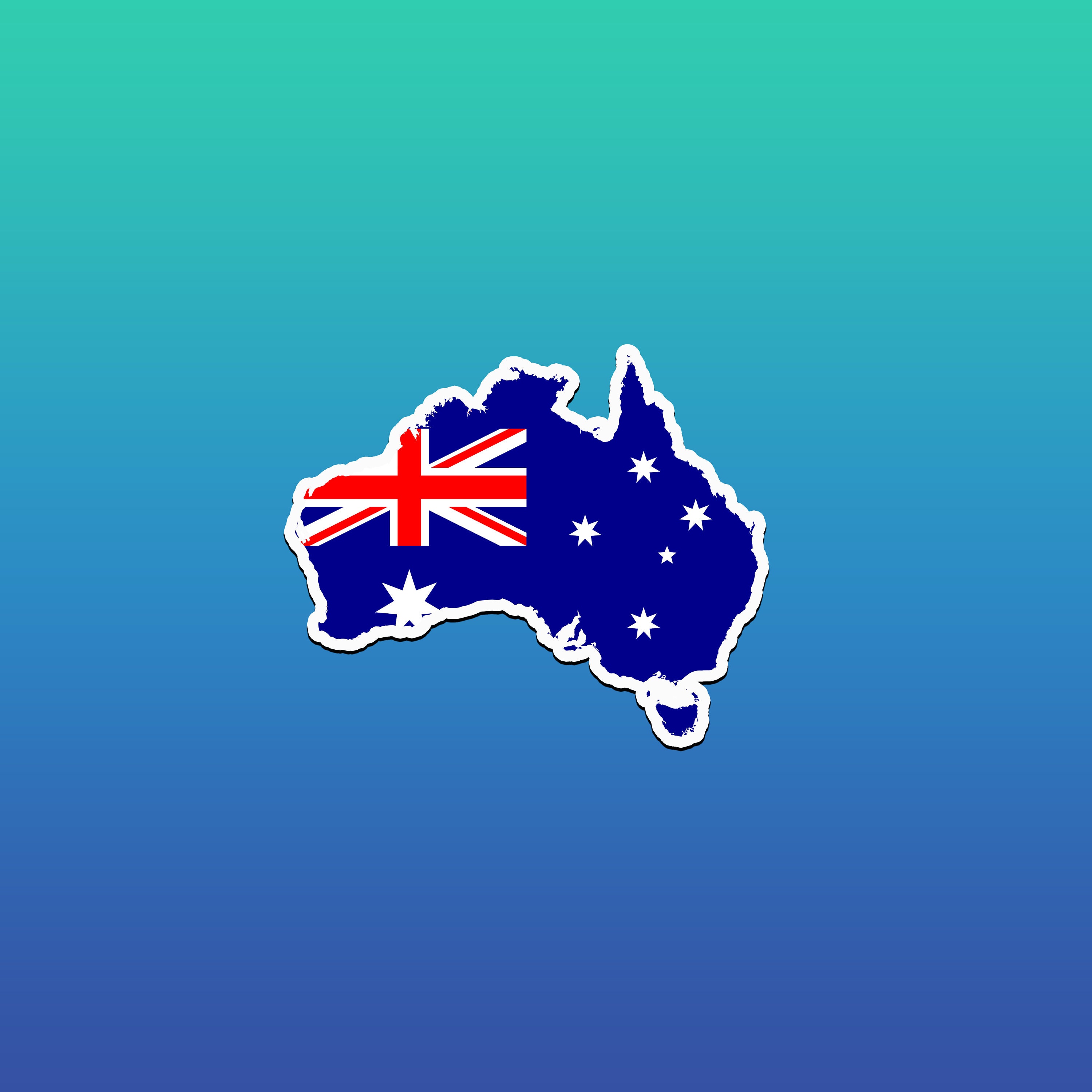 Australia Map Silhouette Flag Vinyl Car Van iPad Laptop Sticker 