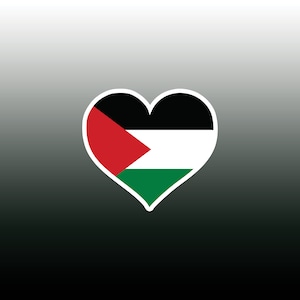 Palestine Flag Heart Decal , Palestine Flag Sticker , Free Palestine Decal , Support Palestine Sticker, Free Gaza Vinyl Decals