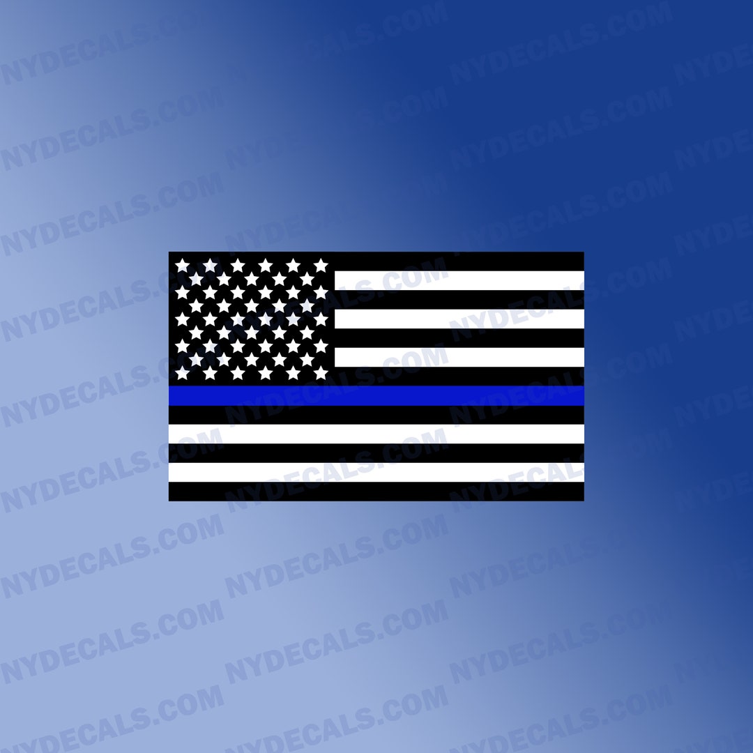 thumbnail image 2 of Black & White American Flag Thin Blue Line Decal – 3.75x2.25 Inches – Sticker Tiger 2 of 4