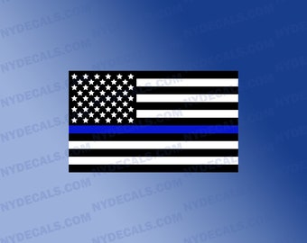 Thin Blue Line Flag Decal , American Flag Decal , Back the Blue Car Decal , Thin Blue Line Sticker, Support Law Enforcement Vinyl Decals