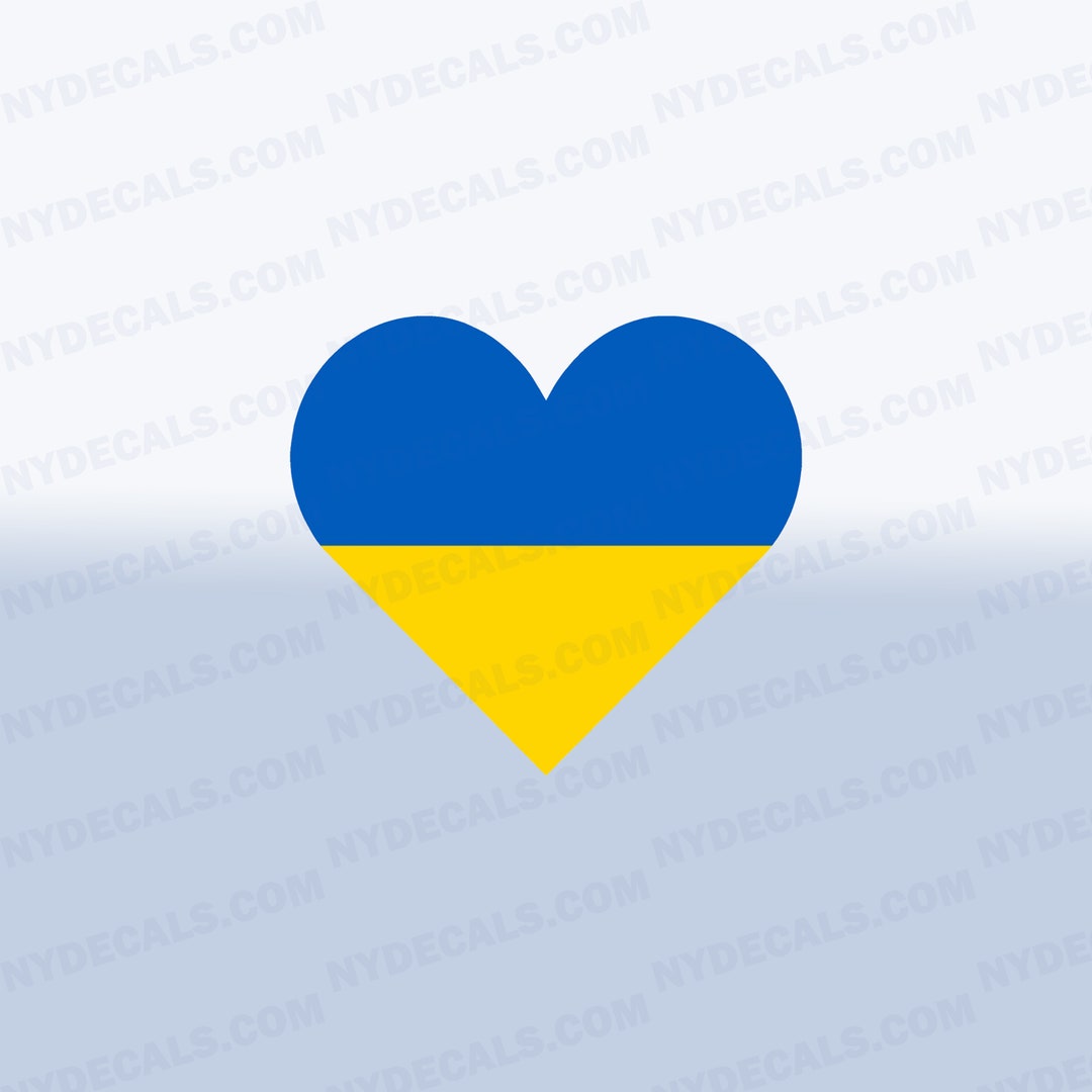 Ukraine Flag Heart Decal, Stand With Ukraine Decal, Ukraine Sticker