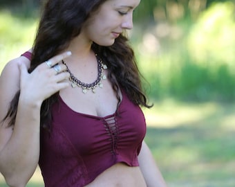 Pixie Crop Top, Festival Lace Faerie Psytrance Clothing, Fairy Ren Faire Rave Hippie Outfit