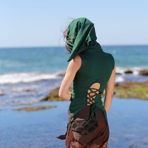 Hippie Clothing, Pixie Hood Top, Rave Top, Psytrance Clothing, Pixie Clothing, Fairy Top, Hippie Top, Festival Top, Women's Hooded Top