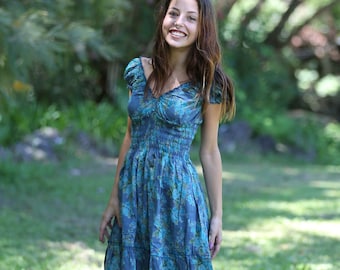 Floral Cotton Boho Dress, Bohemian Hippie Dress, Summer Mini Style