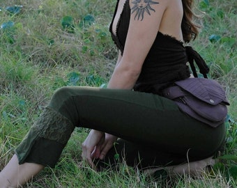 Pixie Boho Capri Leggings, Festival Hippie Tights, Yoga Fairy Elven Rave Psytrance Outfit