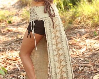 Boho Tribal Panel Hand Block Print Festival Skirt, Burning Man Rave Hippie Clothing