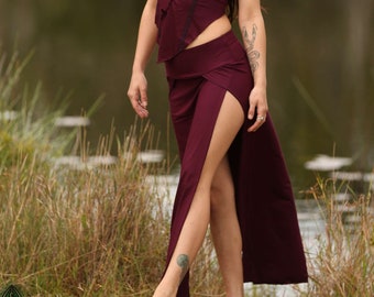 Burning Man Maxi Skirt, Long with Splits, Boho Festival Harem Hippie Long