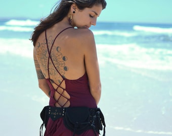 Festival Boho Dress, Fairy Elven Pixie Backless Outfit, Hippie Bohemian Clothing