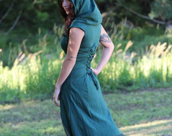 Elfen Kleid, Pixie Kleid, Feenkleid, Kurz bis Langes Kleid, Boho Kleid, Festival Kleid, Boho Kleid, Maxi Kleid mit Kapuze, Hippie Kleid