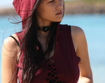 Vest met feeënkap, Elven Pixie Fairy-stijl, Rave Steampunk Gothic Psytrance-kleding