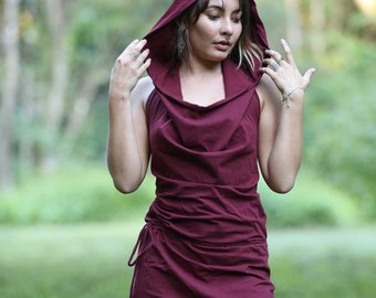 Pixie Hood jurk, Faerie jurk, Pixie kleding, Psytrance jurk, backless jurk, Rave jurk, Elven jurk, hippie kleding, hippie jurk