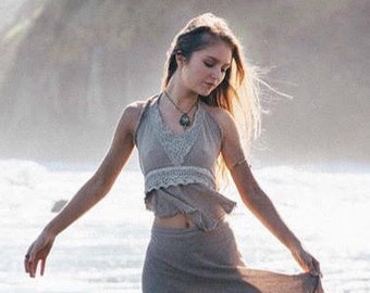 Boho Halter Cotton Top, Festival Pixie Clothing, Pixie Fairy Tribal Summer Bohemian Hippie Outfit