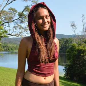 Hippie Clothing, Persian Princess Hood Crop Top, Festival Top, Goa, Elven Top, Backless Top, Goa, Boho Top, Tribal Top, Rave Clothing