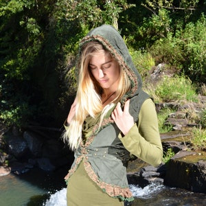Hippie Clothing, Anahata Hood Vest, Hooded Vest, Pixie Vest, Festival Clothing, Faerie Vest, Hippy Clothing, Goa, Bohemian, Steampunk, Boho