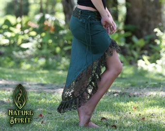 Boho Skirt, Diva Skirt, Bohemian Skirt, Pixie Skirt, Festival Clothing, Faerie Skirt, Green Lace Skirt, Boho Skirt, Festival Skirt, Fairy