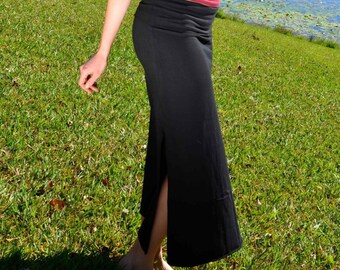 Maxi Split Skirt, Black Long Skirt, Long Jersey Skirt, Gothic Clothing, Bohemian Skirt, Gothic Skirt, Belly Dancing Skirt, Rave Clothing