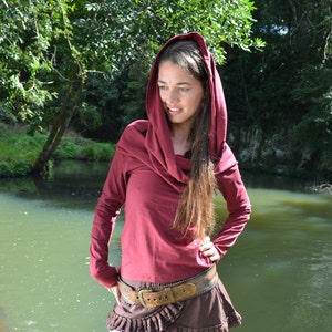 Wanderer Cowl Neck Long Sleeved Hoodie, Festival Top, Warm Top, Hoodie Top, Festival Clothing, Pixie Top, Winter Top, Sweatshirt, Sweater