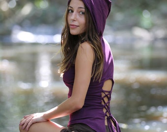 Pixie Hood Top, Festival Faerie Elven Costume, Fairy Burning Man Rave Hippie Outfit